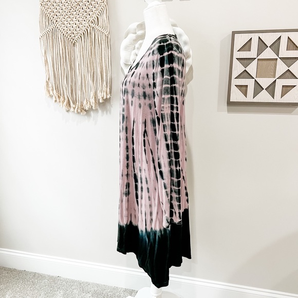 YA Los Angeles Purple and Black Tie Dye Long Sleeve Jersey Dress Size Medium - Picture 3 of 9